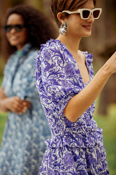 PERCY MIDI DRESS HIBISCUS BLUE