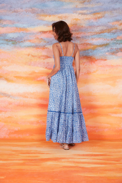 TATIANA MAXI DRESS QUETZAL BLUE