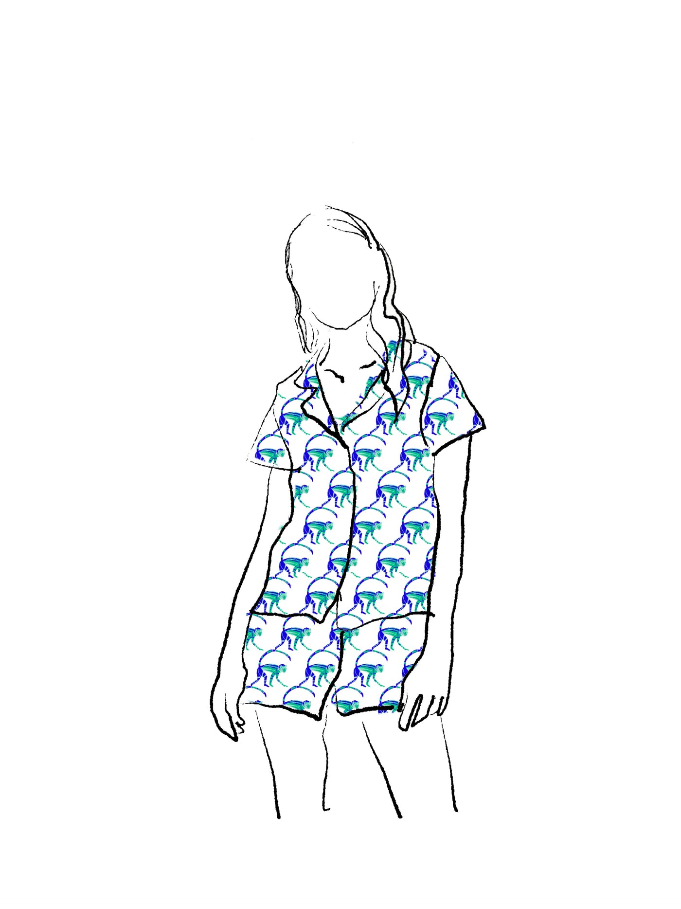 CORA WOMEN'S SHORT PAJAMA SET JOAQUINA AQUA