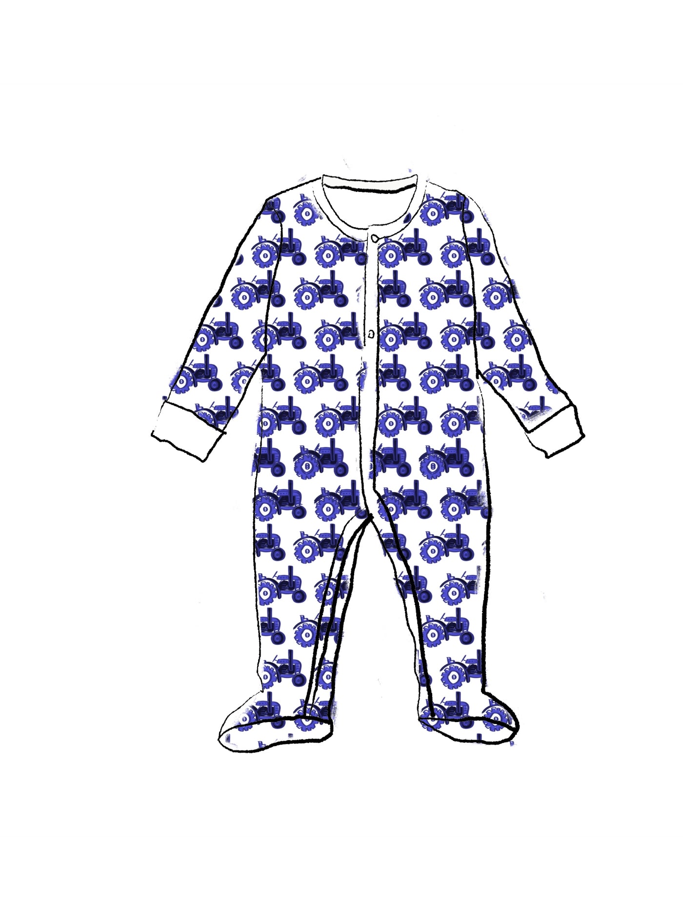 CASEY INFANT PAJAMA SUIT TRACTOR BLUE