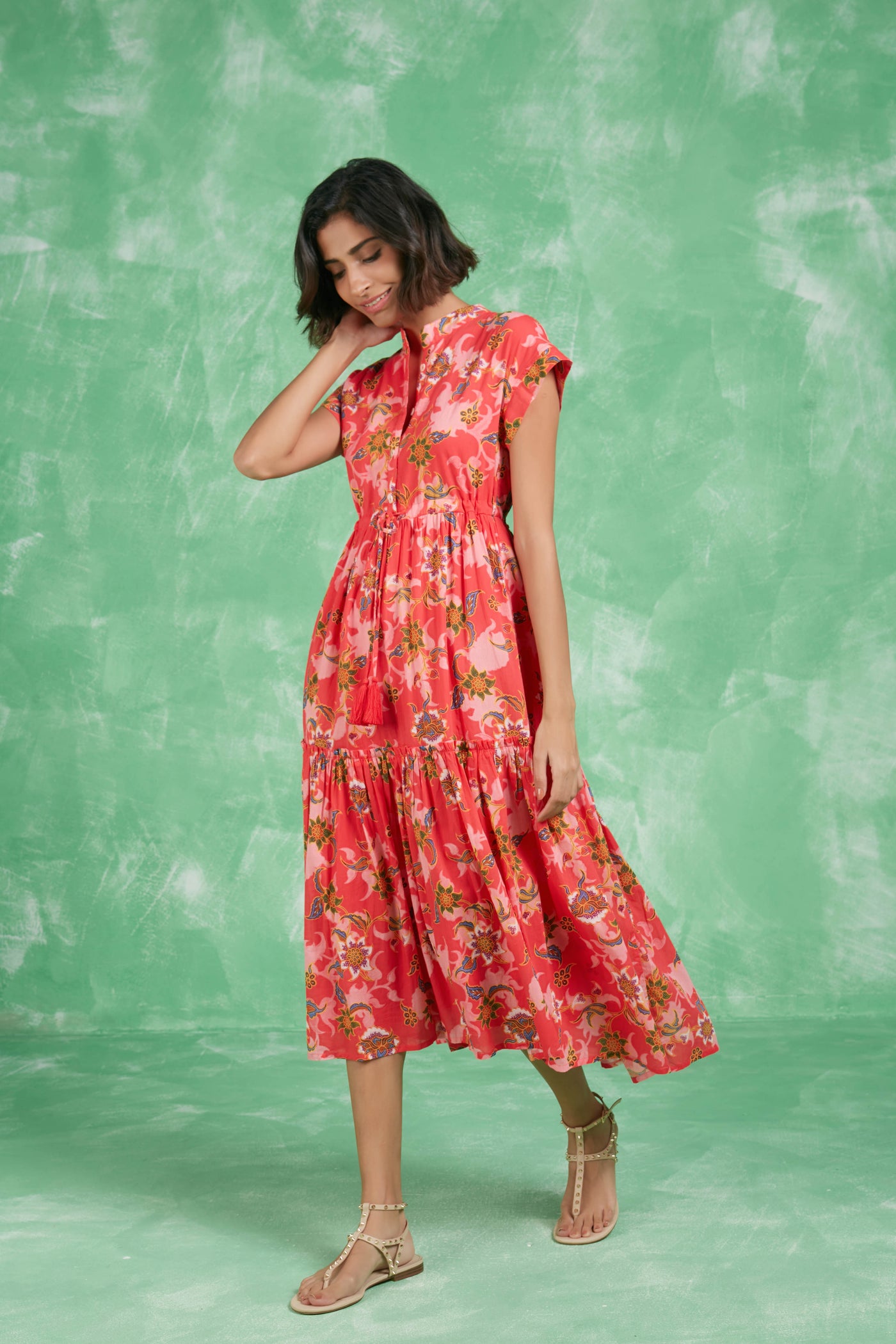 MUMI MIDI DRESS BOMBAY RED