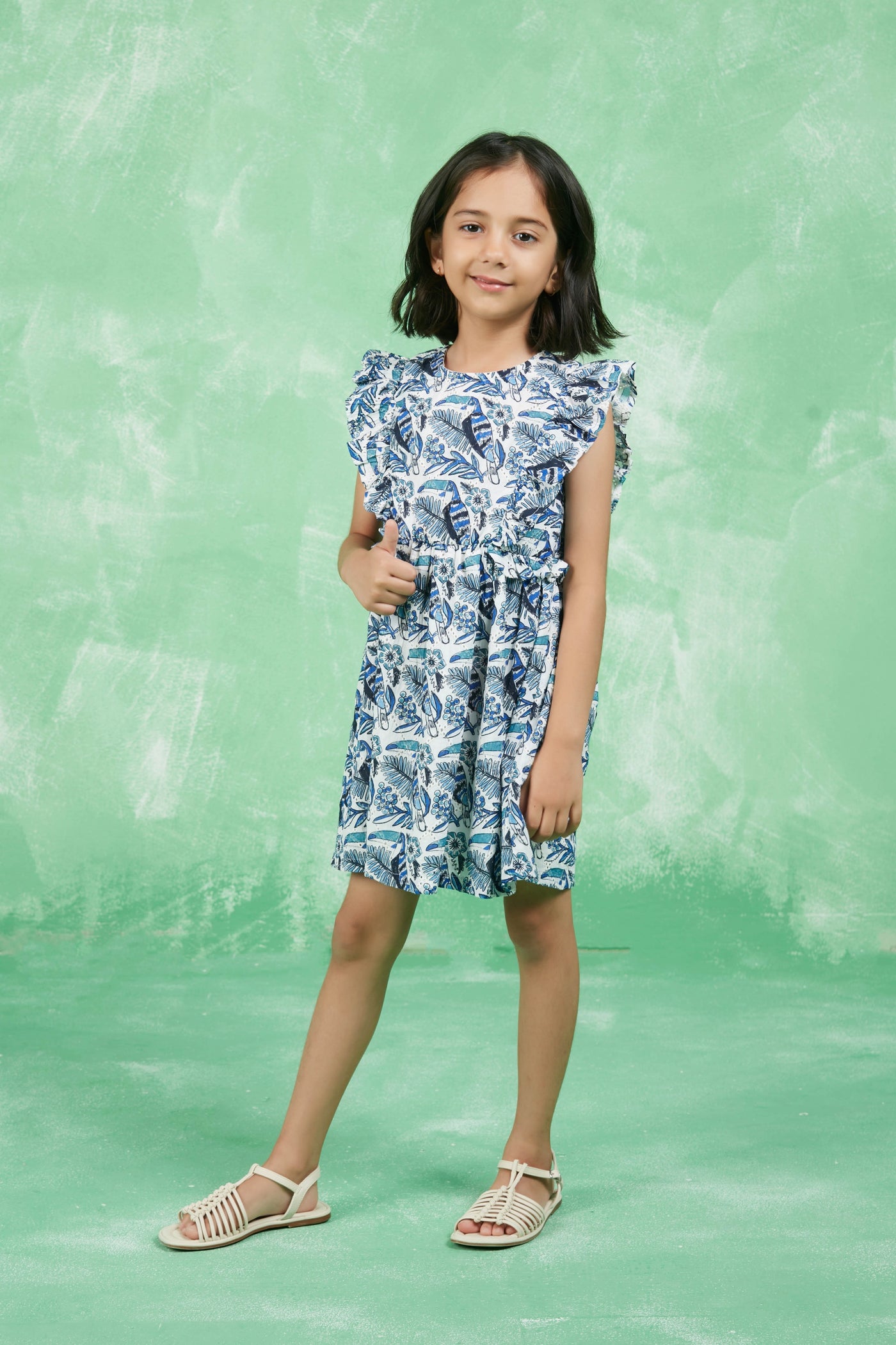 NIPON BRODERIE GIRLS DRESS CORTAZAR BLUE