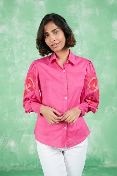 EMBROIDERED NORWAY SHIRT MAGENTA