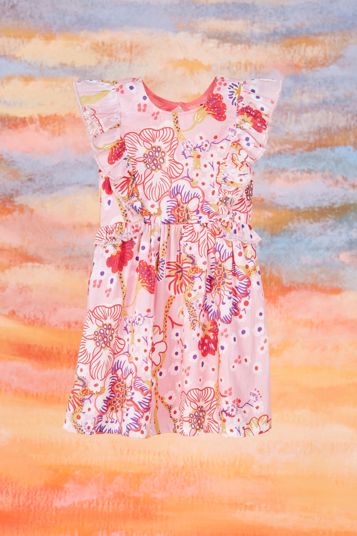 NIPON GIRLS DRESS FLORES PINK