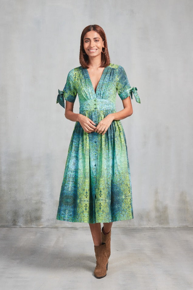 ASHLEY MIDI DRESS LAHORE AQUA