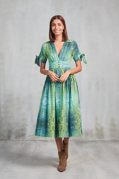 ASHLEY MIDI DRESS LAHORE AQUA