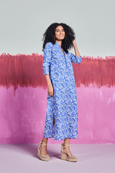 ASHA LONG KURTA HIBISCUS BLUE