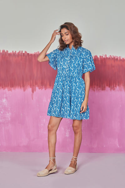 VIBEKA SHORT DRESS PANAJI BLUE