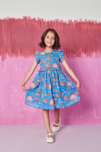 NICOLE GIRLS DRESS BARU LIGHT BLUE