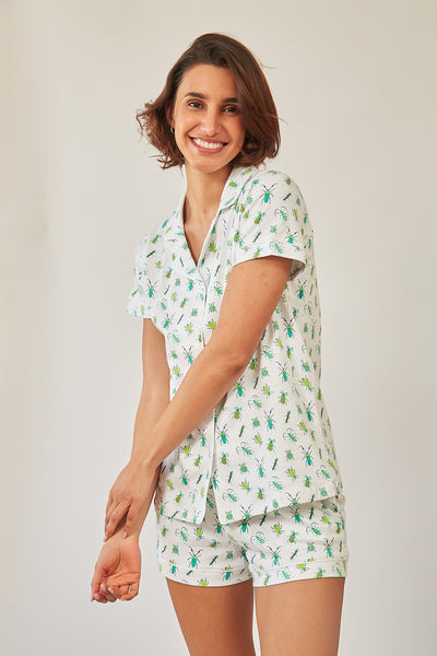 CORA WOMEN'S SHORT PAJAMA SET BUGSY GREEN