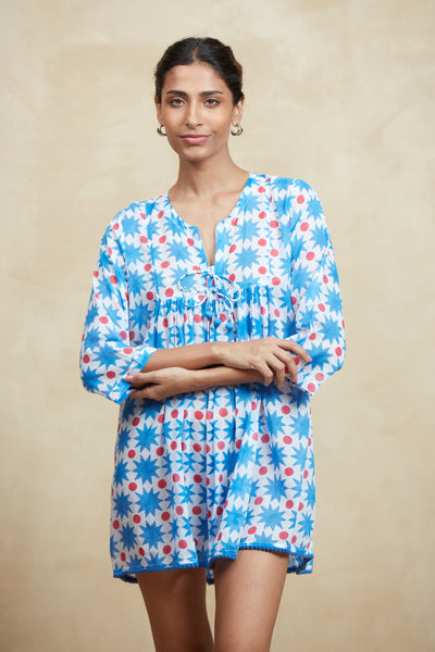 SEYCHELLES SHORT TUNIC POSITANO BLUE
