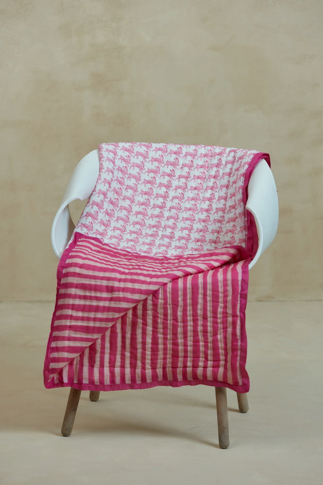 NIGHT NIGHT BABY QUILT LAPIN PINK