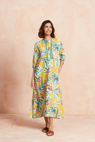 EMBROIDERED CLASSIC LONG KURTA OLINDA ORANGE