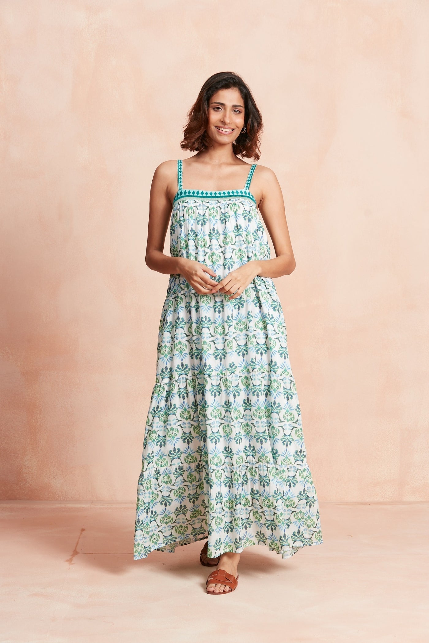EMBROIDERED NATASHA MAXI DRESS TERESINIA GREEN
