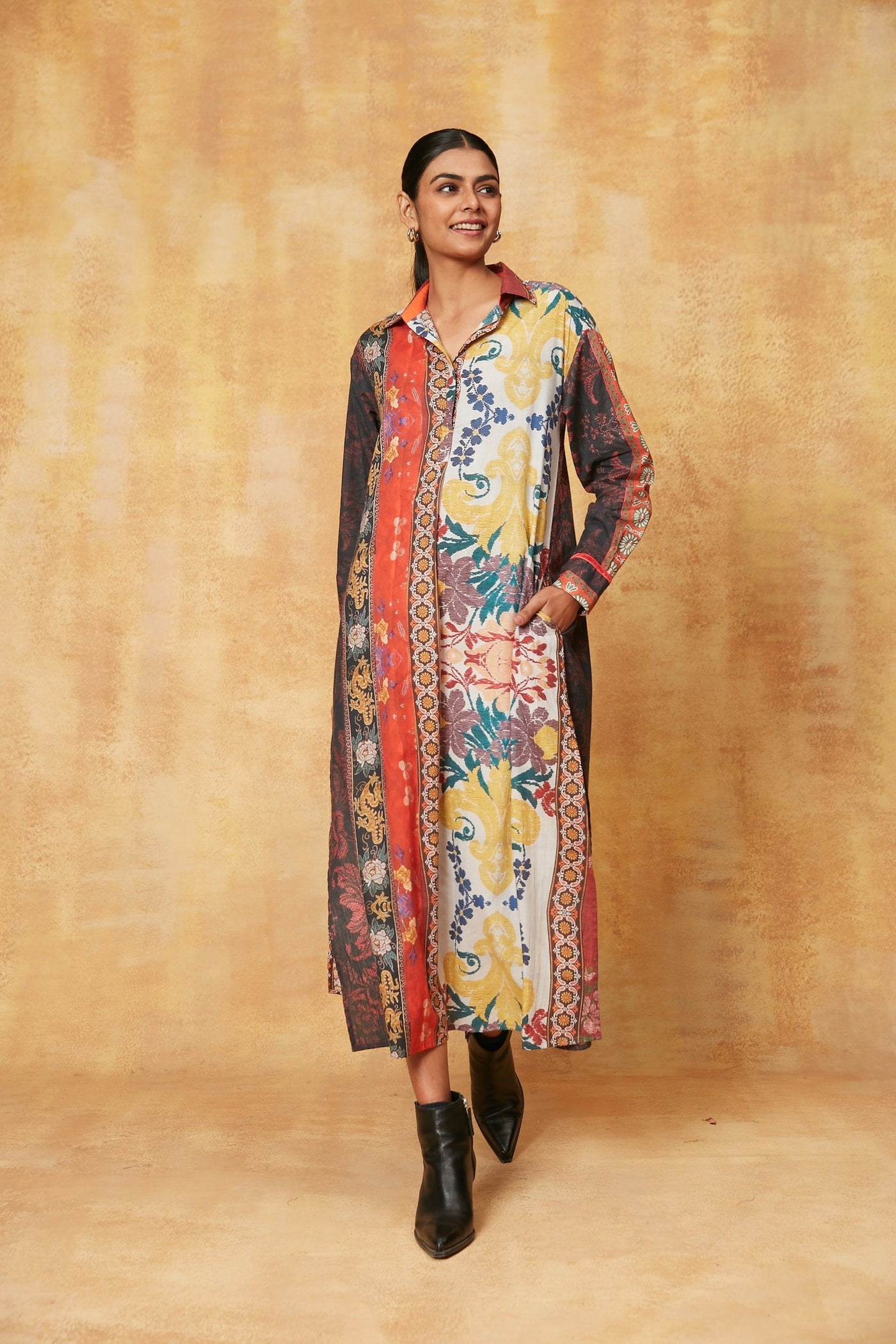 BRUSSELS LONG KURTA CHOKI ORANGE