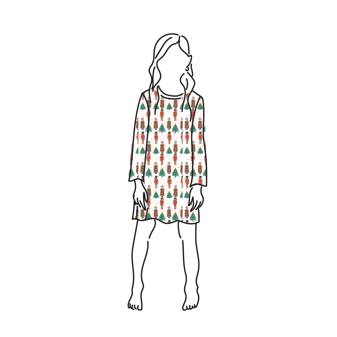 PENNY GIRL'S LOUNGE DRESS NUTCRACKER HOLLY