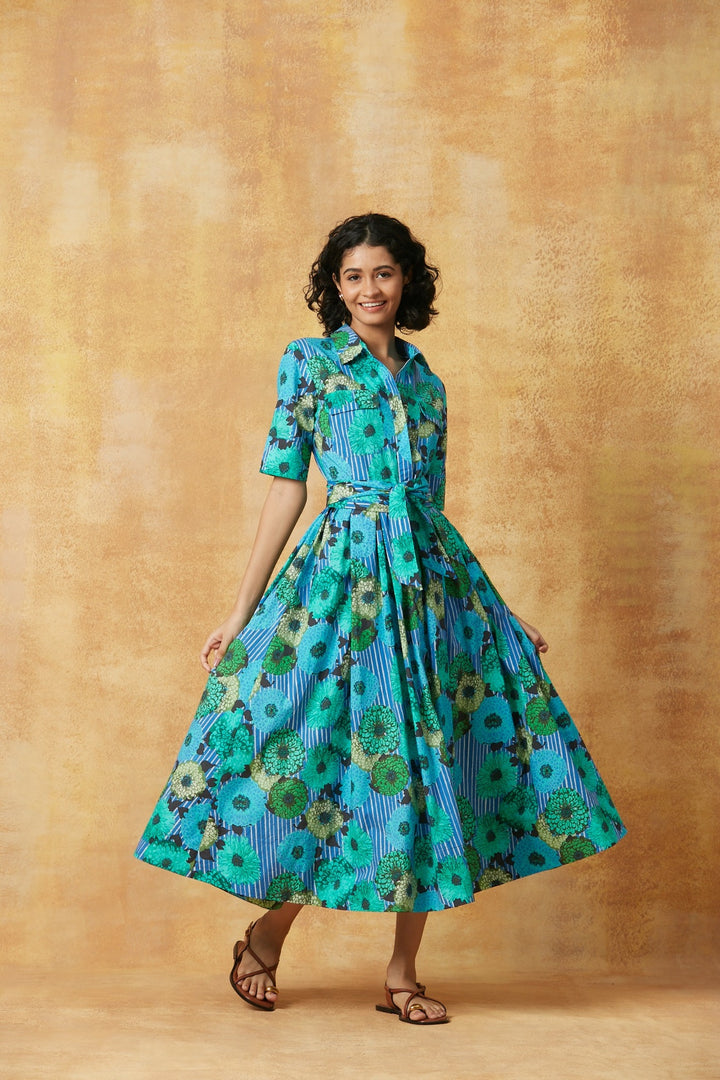 blue garden dress CRISPY COTTON SUTTON MAXI CALA Size:[EU-46 & US-13] The Black Models Who 100% Nylon. Flexify