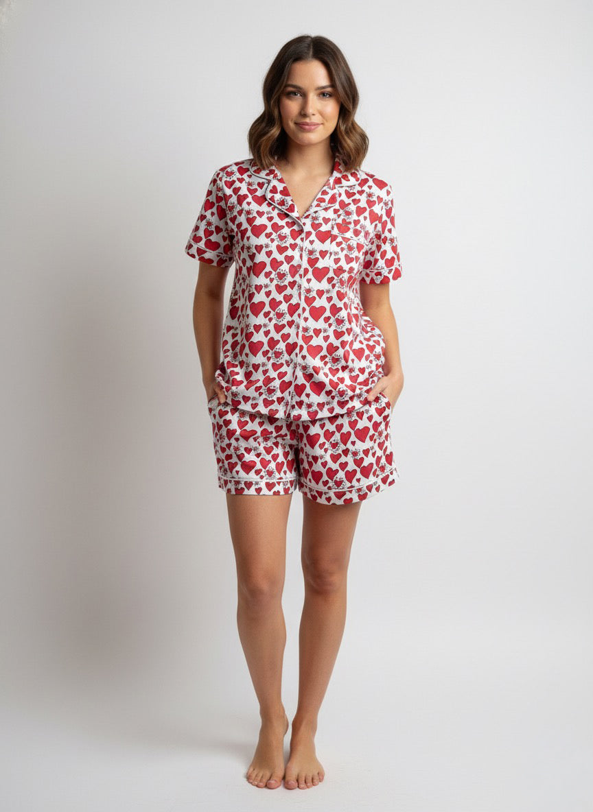 CORA WOMEN'S SHORT PAJAMA SET HERTZ RED – Ros-Garden