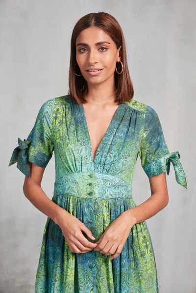 ASHLEY MIDI DRESS LAHORE AQUA