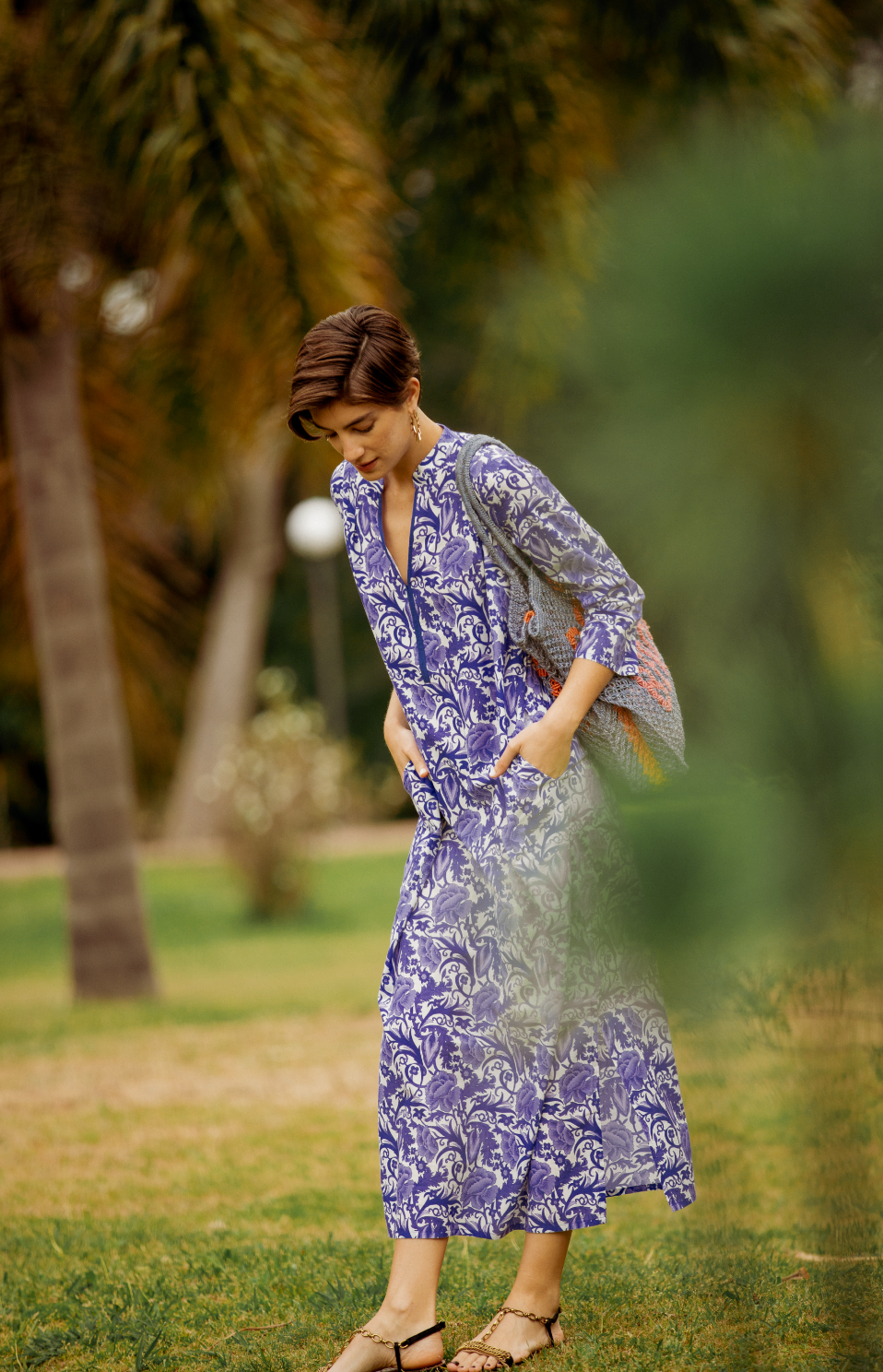 ASHA LONG KURTA HIBISCUS BLUE