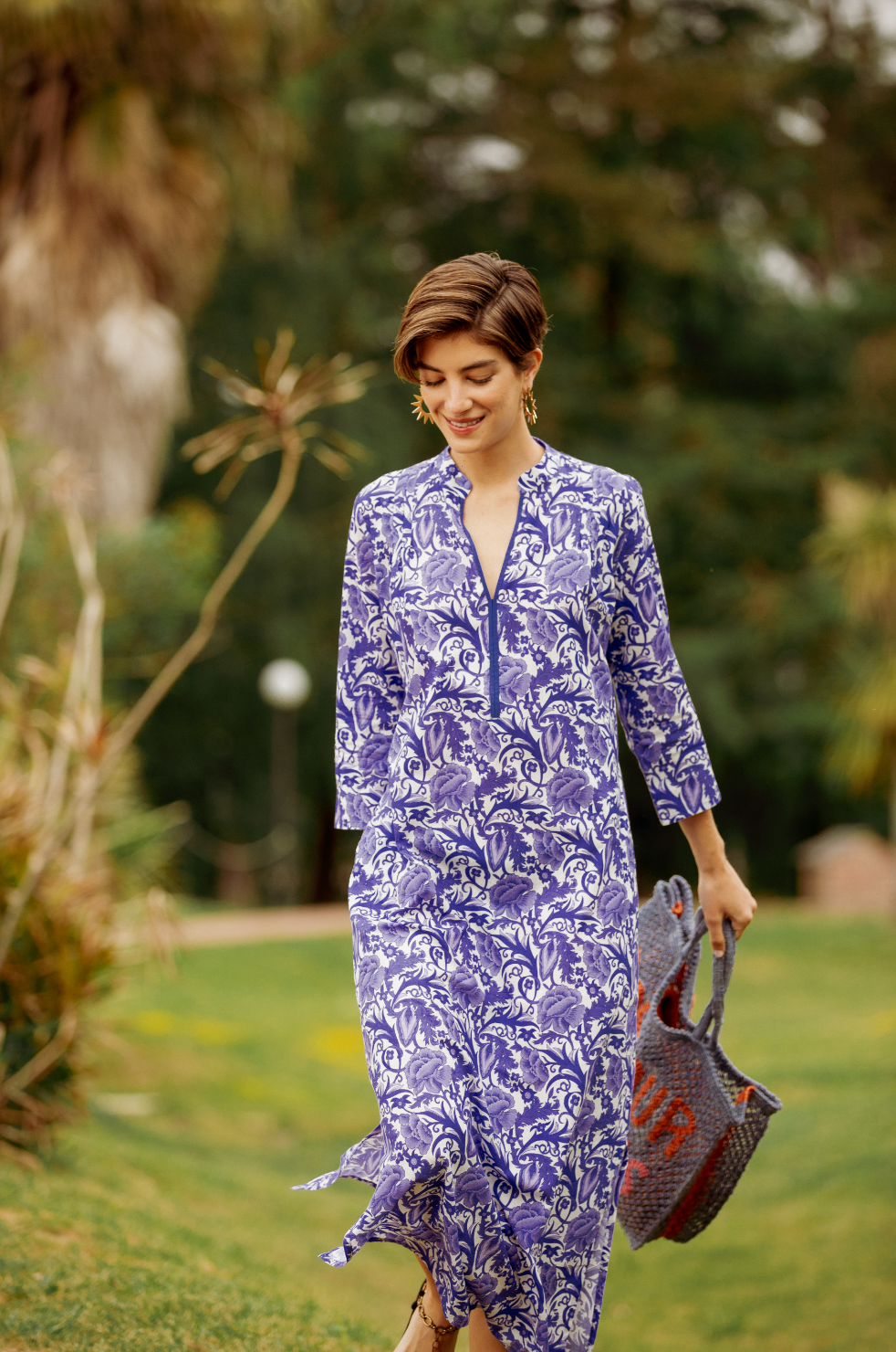 ASHA LONG KURTA HIBISCUS BLUE