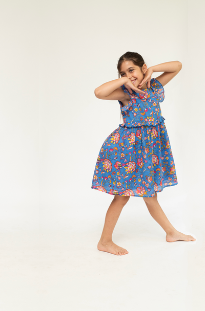 NICOLE GIRLS DRESS BARU LIGHT BLUE
