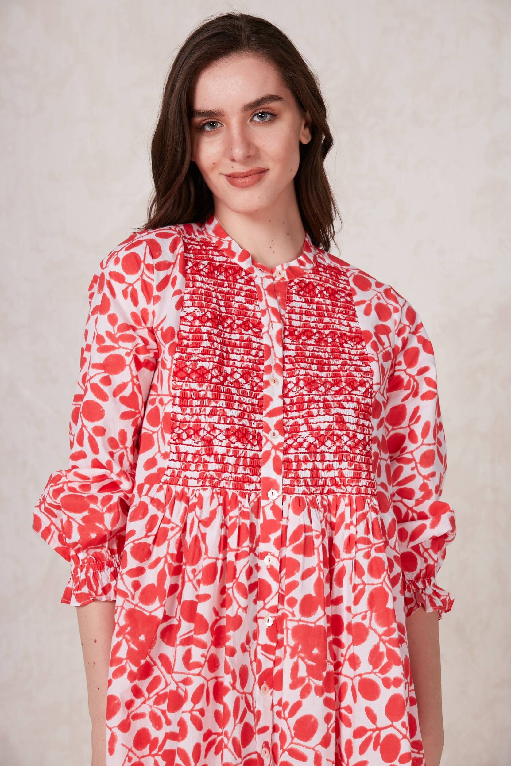 TALIA SHORT DRESS OKARI RED – Ros-Garden