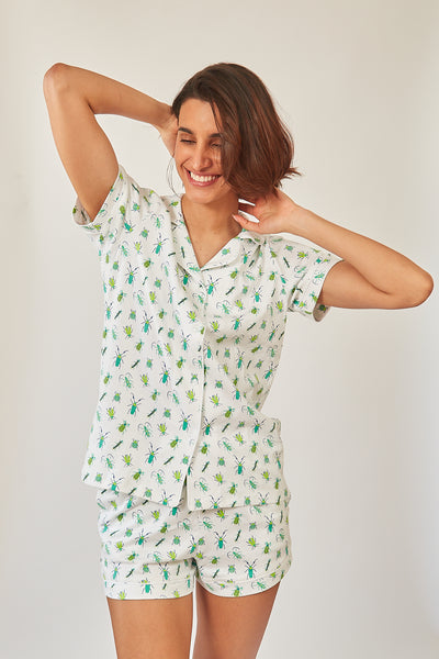 CORA WOMEN'S SHORT PAJAMA SET BUGSY GREEN