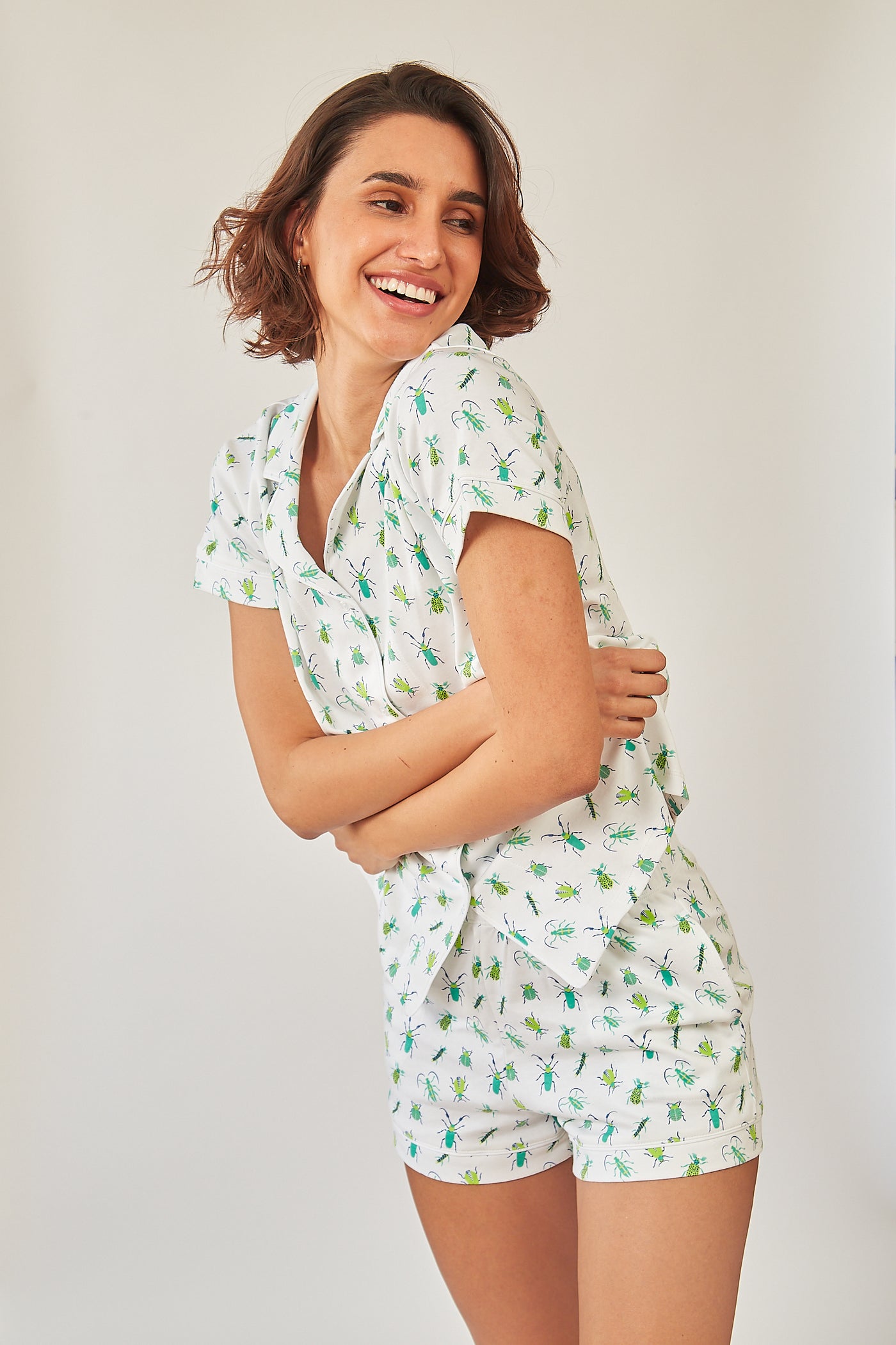 CORA WOMEN'S SHORT PAJAMA SET BUGSY GREEN