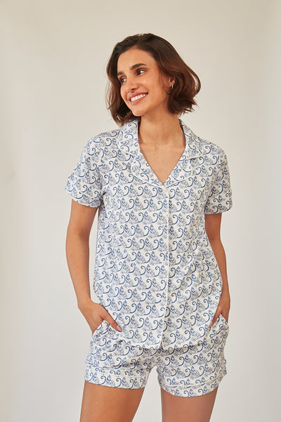 CORA WOMEN'S SHORT PAJAMA SET MARCEL BLUE